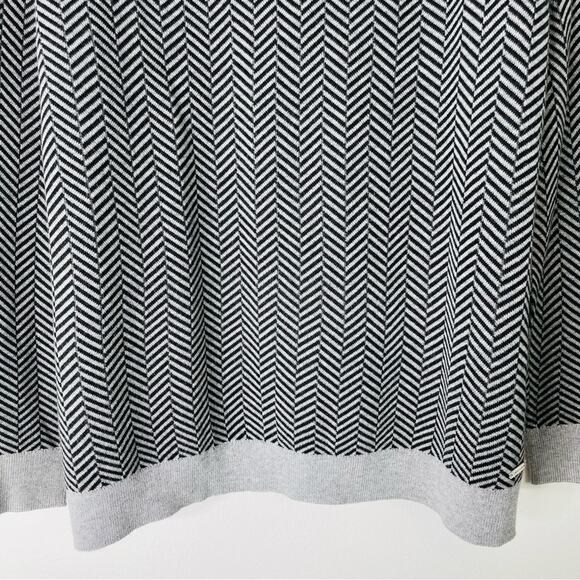 Calvin Klein grey black striped button pullover mock neck preppy sweater large - Picture 3 of 8